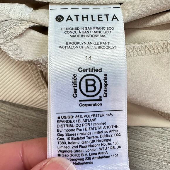 Athleta Brooklyn Mid Rise Ankle Pants Cream 14 - Picture 9 of 12